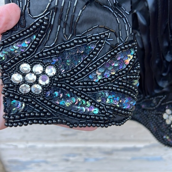 Vintage 90s Y2K Silk Beaded De Oscar Collection Formal Event Women’s jacket 16 5 - Picture 6 of 9